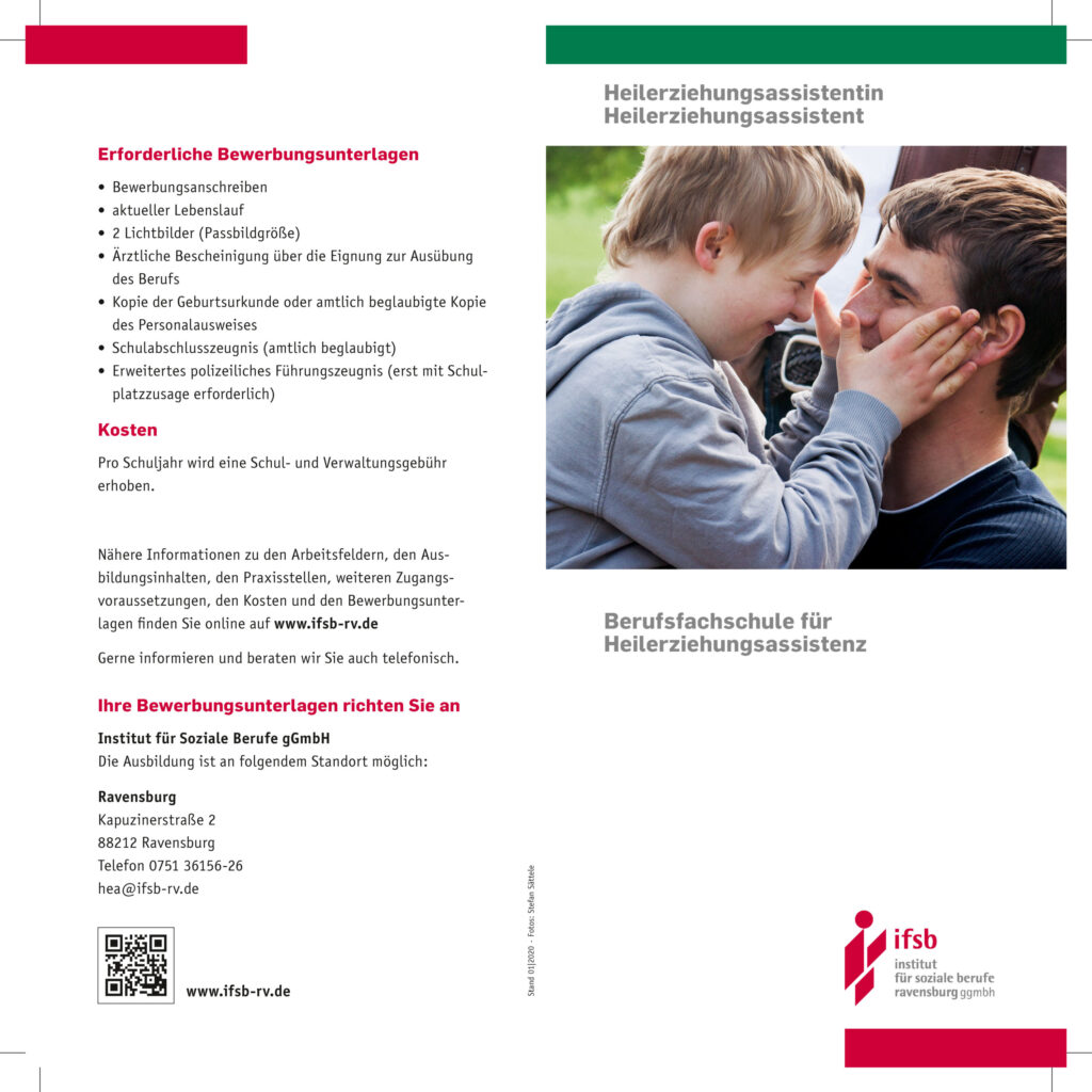 Info-Flyer zur Ausbildung Heilerziehungsassistent/in
