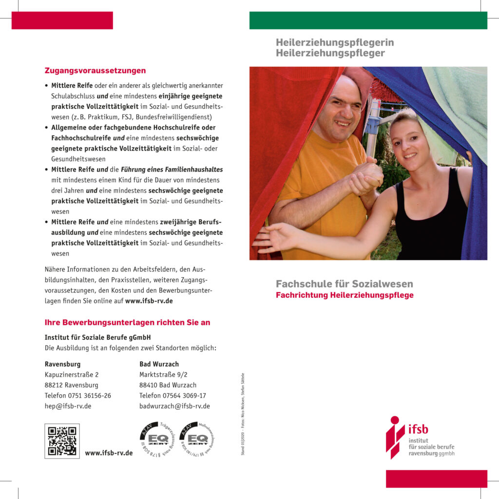 Info-Flyer für die Ausbildung Heilerziehungspfleger/in